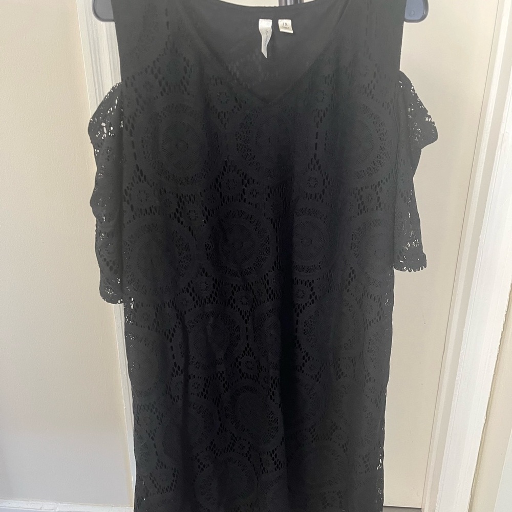 Tacera Black Lace V-Neck Blouse